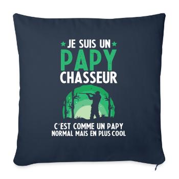 Papy chasseur comme un papy normal mais plus cool - Housse de coussin décorative 45 x 45 cm - bleu marine - Devant