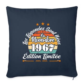 Les Légendes Sont Nées En Novembre 1967 - Housse de coussin décorative 45 x 45 cm - bleu marine - Devant