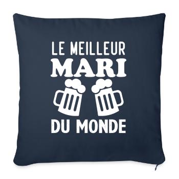 Le meilleur Mari du monde - Housse de coussin décorative 45 x 45 cm - bleu marine - Devant
