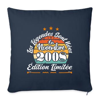 Les Légendes Sont Nées En Novembre 2008 - Housse de coussin décorative 45 x 45 cm - bleu marine - Devant