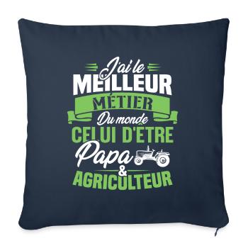 Papa et agriculteur, Cadeau papa agriculteur - Housse de coussin décorative 45 x 45 cm - bleu marine - Devant