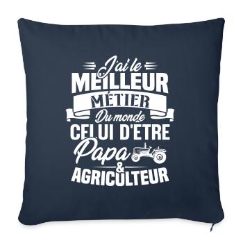 Papa et agriculteur, Cadeau papa agriculteur - Housse de coussin décorative 45 x 45 cm - bleu marine - Devant