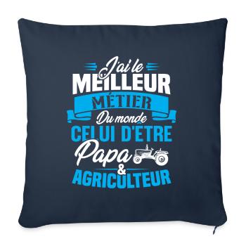 Papa et agriculteur, Cadeau papa agriculteur - Housse de coussin décorative 45 x 45 cm - bleu marine - Devant
