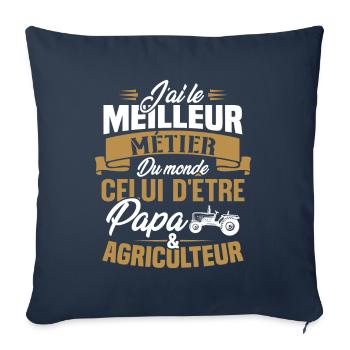 Papa et agriculteur, Cadeau papa agriculteur - Housse de coussin décorative 45 x 45 cm - bleu marine - Devant