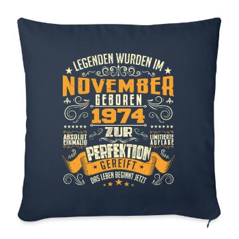 Im November 1974 geboren - Housse de coussin décorative 45 x 45 cm - bleu marine - Devant