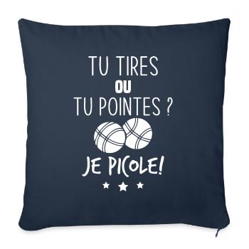 Tu tires ou tu pointes je picole - Housse de coussin décorative 45 x 45 cm - bleu marine - Devant