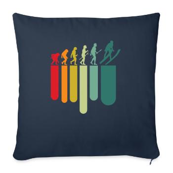 Vintage ski évolution - Housse de coussin décorative 45 x 45 cm - bleu marine - Devant