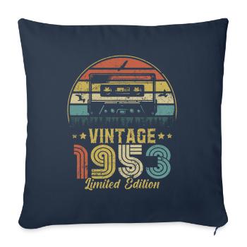 Cassette vintage 1953 - Housse de coussin décorative 45 x 45 cm - bleu marine - Devant