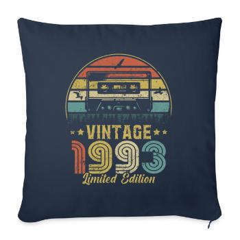 Cassette vintage 1993 - Housse de coussin décorative 45 x 45 cm - bleu marine - Devant