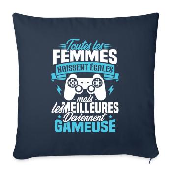 Les meilleures femmes deviennent gameuse - Housse de coussin décorative 45 x 45 cm - bleu marine - Devant