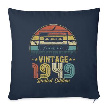 Cassette vintage 1949 - Housse de coussin décorative 45 x 45 cm - bleu marine - Devant