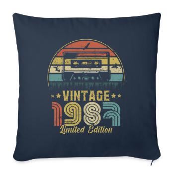 Cassette vintage 1987 - Housse de coussin décorative 45 x 45 cm - bleu marine - Devant
