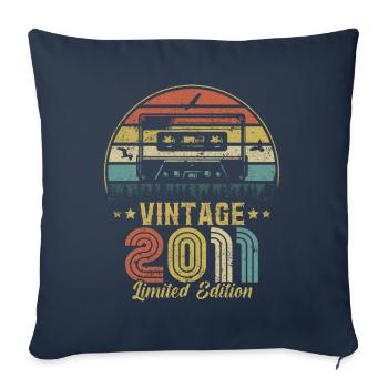 Cassette vintage 2011 - Housse de coussin décorative 45 x 45 cm - bleu marine - Devant