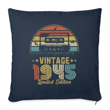 Cassette vintage 1945 - Housse de coussin décorative 45 x 45 cm - bleu marine - Devant