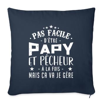 Papy Pêcheur - Housse de coussin décorative 45 x 45 cm - bleu marine - Devant