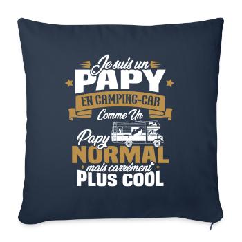 Un papy en camping-car comme un papy normal - Housse de coussin décorative 45 x 45 cm - bleu marine - Devant