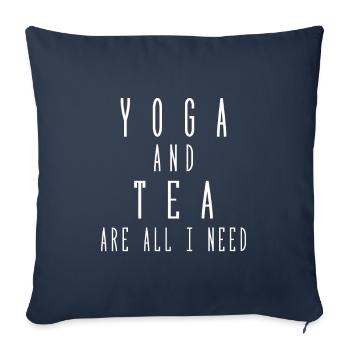 yoga and tea are all i need - Housse de coussin décorative 45 x 45 cm - bleu marine - Devant