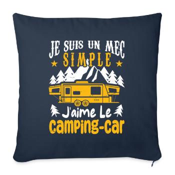 Je Suis Un Mec Simple J'aime le Camping-car - Housse de coussin décorative 45 x 45 cm - bleu marine - Devant