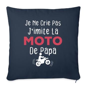 Je ne crie pas j'imite la moto de papa - Housse de coussin décorative 45 x 45 cm - bleu marine - Devant