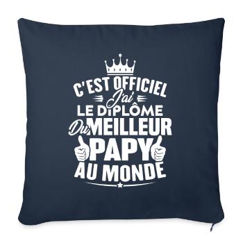 Meilleur papy au monde - Housse de coussin décorative 45 x 45 cm - bleu marine - Devant