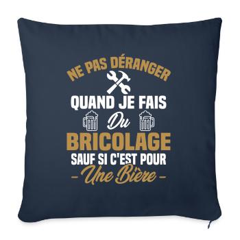 Ne pas déranger quand je fais du bricolage Humour - Housse de coussin décorative 45 x 45 cm - bleu marine - Devant