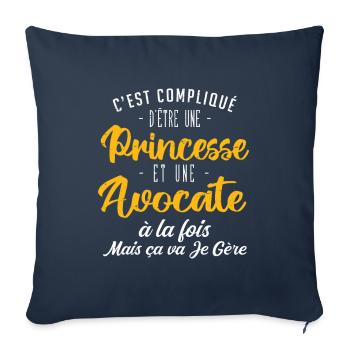 cadeau femme princesse avocate - Housse de coussin décorative 45 x 45 cm - bleu marine - Devant
