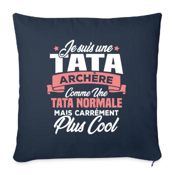 Je suis une tata archère - Housse de coussin décorative 45 x 45 cm - bleu marine - Devant