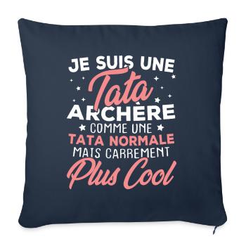 Je suis une tata archère - Housse de coussin décorative 45 x 45 cm - bleu marine - Devant