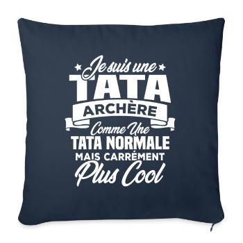 Je suis une tata archère - Housse de coussin décorative 45 x 45 cm - bleu marine - Devant