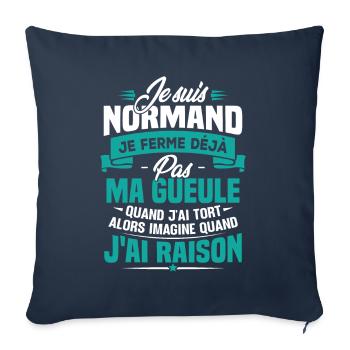 Humour cadeau Je suis Normand - Housse de coussin décorative 45 x 45 cm - bleu marine - Devant