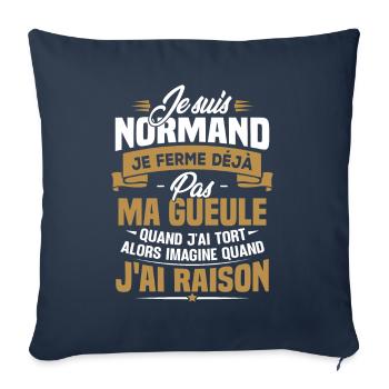 Humour cadeau Je suis Normand - Housse de coussin décorative 45 x 45 cm - bleu marine - Devant