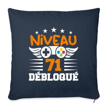 Niveau 71 débloqué - idée cadeau anniversaire - Housse de coussin décorative 45 x 45 cm - bleu marine - Devant