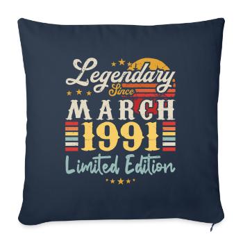 Legendary Since March 1991 - Limited Edition - Housse de coussin décorative 45 x 45 cm - bleu marine - Devant