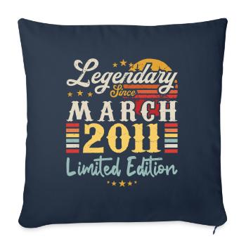 Legendary Since March 2011 - Limited Edition - Housse de coussin décorative 45 x 45 cm - bleu marine - Devant