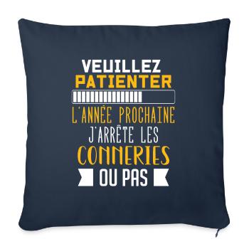 J'arrête les conneries humour - Housse de coussin décorative 45 x 45 cm - bleu marine - Devant