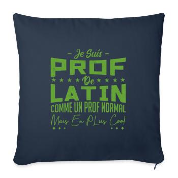 Prof | Professeur Latin | Métier Citations Noël - Housse de coussin décorative 45 x 45 cm - bleu marine - Devant