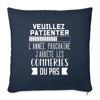 J'arrête les conneries humour - Housse de coussin décorative 45 x 45 cm - bleu marine - Devant