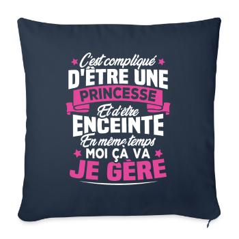 Une Princesse et Enceinte - Housse de coussin décorative 45 x 45 cm - bleu marine - Devant