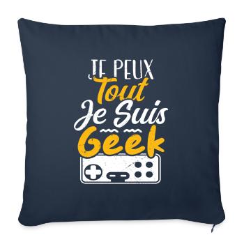 je peux tout je suis geek - Housse de coussin décorative 45 x 45 cm - bleu marine - Devant