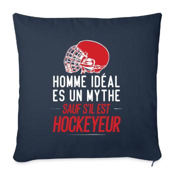 Homme idéal est un mythe sauf s'il est Hockeyeur - Housse de coussin décorative 45 x 45 cm - bleu marine - Devant