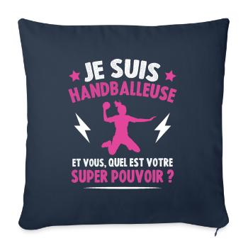 Handballeuse super-pouvoir - Housse de coussin décorative 45 x 45 cm - bleu marine - Devant