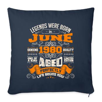 Legends were born in June 1980 | limited Edition - Housse de coussin décorative 45 x 45 cm - bleu marine - Devant
