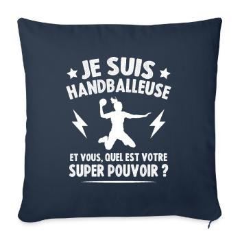Handballeuse super-pouvoir - Housse de coussin décorative 45 x 45 cm - bleu marine - Devant