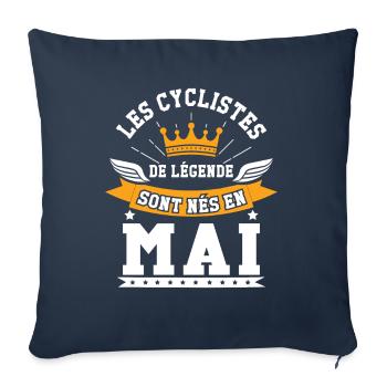 Les cyclistes de légende sont nés en mai - Housse de coussin décorative 45 x 45 cm - bleu marine - Devant