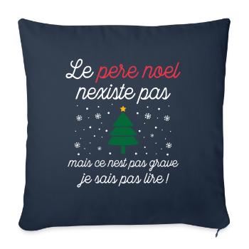 Le père noël n'existe pas - Housse de coussin décorative 45 x 45 cm - bleu marine - Devant