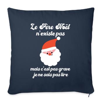 le père noël n'existe pas - Housse de coussin décorative 45 x 45 cm - bleu marine - Devant