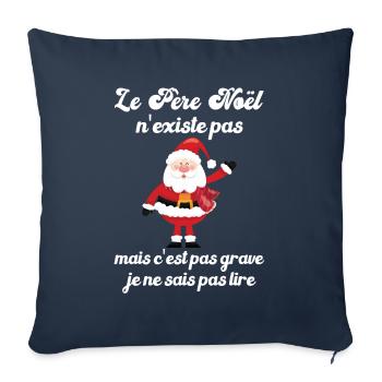 le père noël n'existe pas - Housse de coussin décorative 45 x 45 cm - bleu marine - Devant