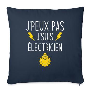 J'peux pas j'suis électricien - Housse de coussin décorative 45 x 45 cm - bleu marine - Devant