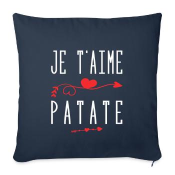 Je t'aime patate - Housse de coussin décorative 45 x 45 cm - bleu marine - Devant
