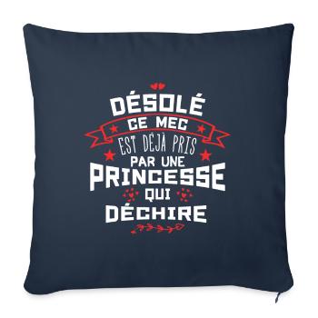 Mari Saint-Valentin Homme Fiancé Humour - Housse de coussin décorative 45 x 45 cm - bleu marine - Devant